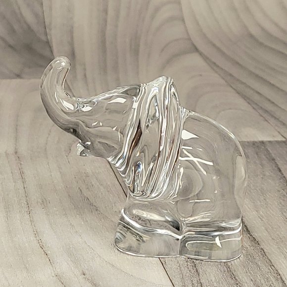 Lenox Crystal Elephant Figurine Paperweight Art Glass Trunk Up 2.5"H Vtg - Picture 2 of 6